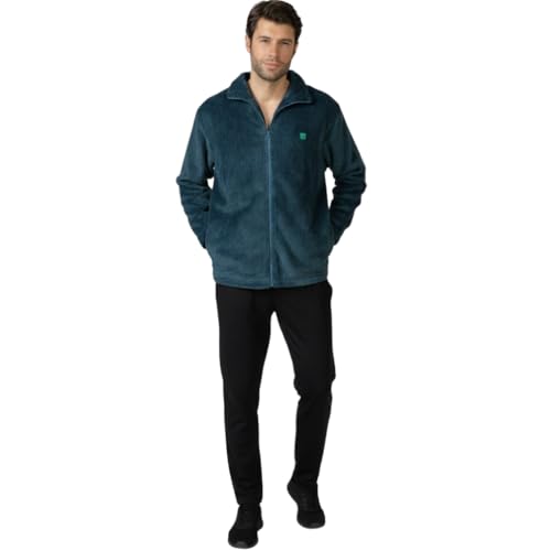 MASSANA Bata de Invierno para Hombre L756302, Azul Marino, Poliéster Coralina, Cremallera Frontal, Cuello Alto (FR/ES, Letras, M, Regular, Regular, Azul)