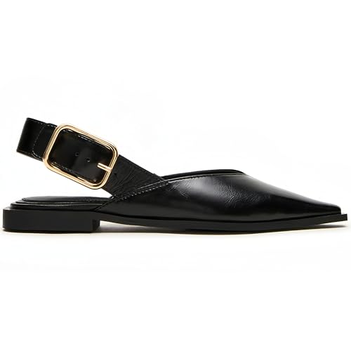 Image of Slingback Flat Shoes for Women Pointed Closed Toe Flat Mule Sandals Casual Comfortable Office Dressy Shoes