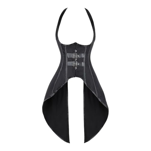 Grebrafan Steampunk Corsage Unterbrust Korsett Vampir Damen (EUR(32-34) S Schwarz)
