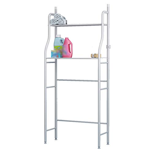 UDEAR Badezimmerregale über dem Waschmaschinenregal 2 Ebenen Platzsparer Veranstalter Waschraum Stehplatz Regal, Weiß