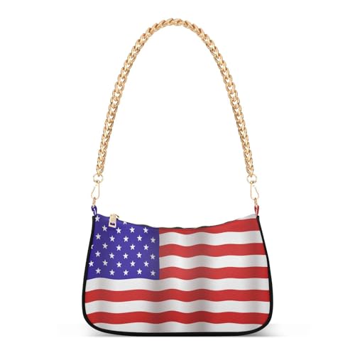 Sac à bandoulière vintage teinté thé avec plusieurs poches et motif drapeau américain