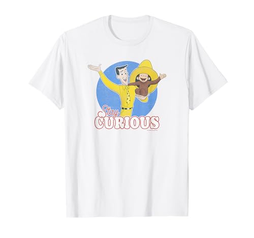 Curious George Stay Curious Yellow Hat Poster Maglietta