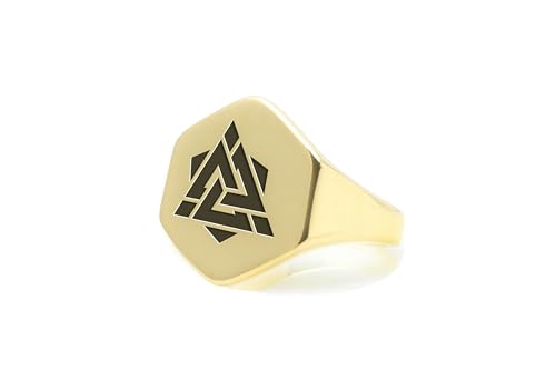 Bague Valknut en Or : bijou gravé hexagonal de haute joaillerie