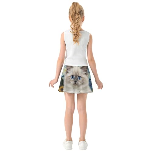 2 in 1 Athletic Shorts Girls Skorts Toddler Tennis Skirts Butterfly Cute Ragdoll Starry Night Cat 4t4