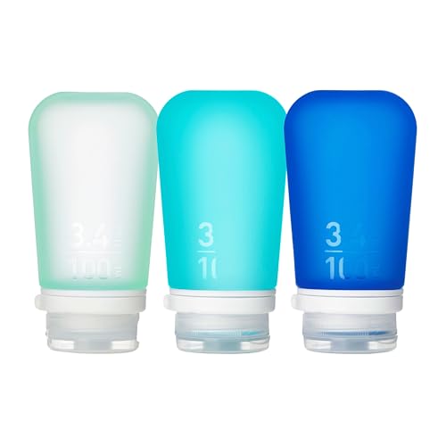 Image of humangear GoToob+ Bottles - Silicone Leak-Proof Travel Tubes for Toiletries, Camping & TSA Carry-On (3-Pack), Large (3.4 fl oz; 100ml), Mint /Aqua /Teal