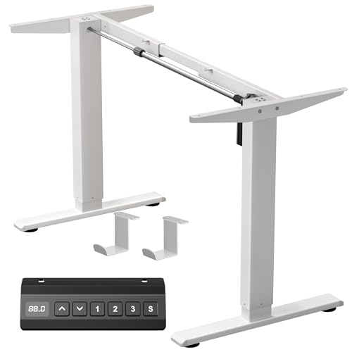 AspenLoft Marco de escritorio de pie de un solo motor, funcionamiento silencioso de 45 dB, LED que muestra la altura del escritorio, patas de escritorio ajustables con 3 controladores de memoria,