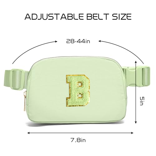 Image of Gitus Gifts for 8 9 10 11 12 Year Old Girls Belt Bag Fanny Pack Crossbody Bags with Initial Letter Patch Cute Stuff Birthday Gifts for Teen Girls Women Personalized Trend Stuff (Light Green-B)
