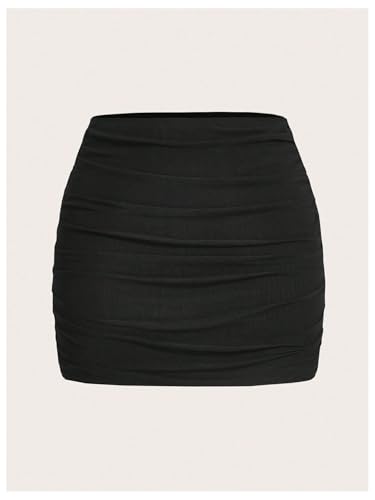 WDIRARA Women's Plus Size Ruched Bodycon Skirt Elastic Waist Mini Skirts2