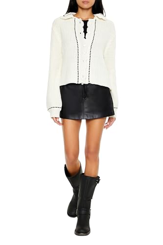 Forever 21 Women's Stitched-Trim Cardigan Sweater2