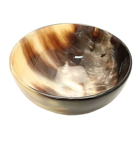 Shaving & Serving Bowl Natural Yak Horn Shaving Soap Bowl Shaving Cup for Men Real Horn Shave Bowl Lathering Up Shaving Soap Cup Bowls.Gift for Husband Boyfriend 5â€RoundX2â€deep