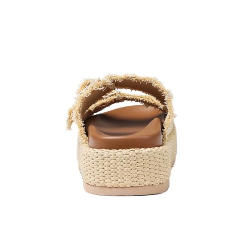 mikarka Raffia Platform Sandals for Women 2025: Resort Womens Sandals Comfortable - Summer Beach Sandals Buckle Straps Espadrilles Flatform Slides Mules3