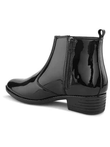 Image of STANPHORD Men High-Shine Chelsea Boots | PU Patent Zip Ankle Boots | Block Heel | Formal Party Dress Footwear | Anti-Slip Sole(TPSG 9544)