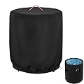Topcover Round Fire Pit Cover,24 Inch 600D Waterproof Outdoor Propane Fire Column Cover For 23 Inch Cylinder Firepit, Patio Fireplace Cover - 24"D x 27"H