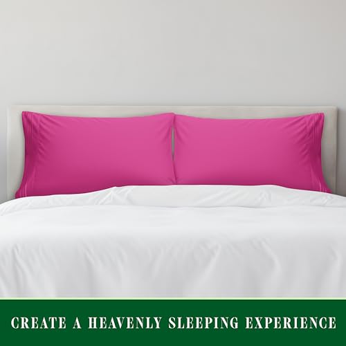 Image of Elegant Comfort Luxury Ultra-Soft 2-Piece Pillowcase Set 1500 Thread Count Egyptian Quality Microfiber Double Brushed-100% Hypoallergenic-Wrinkle Resistant, California King, Hot Pink