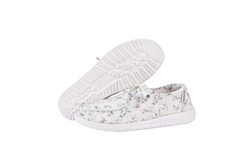 Image of HEYDUDE Women's Wendy Print White Black Marble Size 5 | Women's Shoes | Women's Lace Up Loafers | Comfortable & Light-Weight