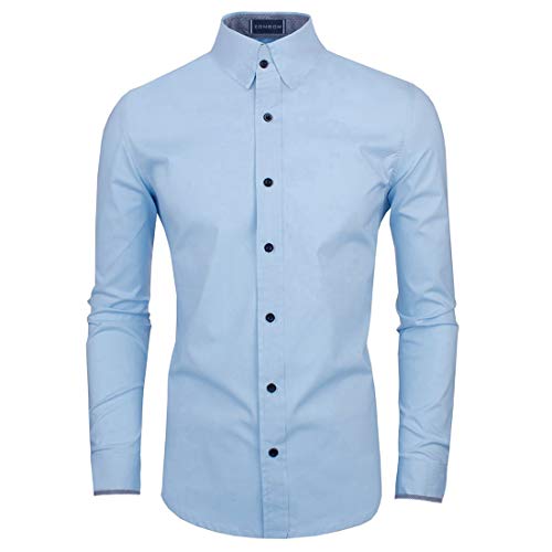 Image of Zombom Men's Solid Cotton Blend Regular Fit Full Sleeve Collared Neck Casual Shirt for Men