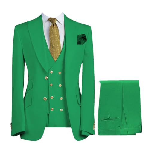 Men 3-Piece Lapel Slim Fit Suit Business Wedding Banquet Blazer Vest Pants Formal Wear