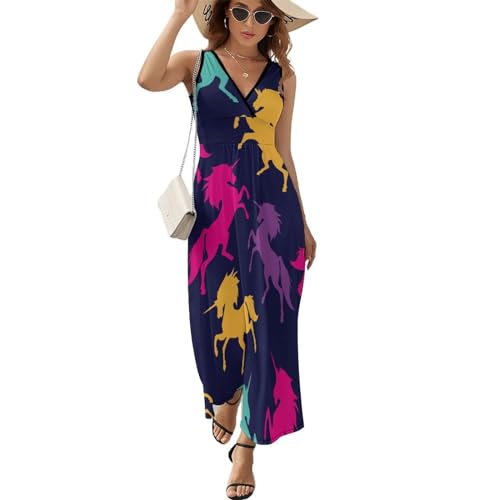 Robe maxi col V sans manches pour affronter la chaleur