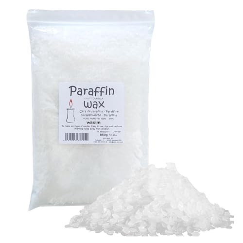 WAXIM. Cera de parafina para velas 850g en perlas. Vela decorativa, artesanales, caseras, DIY, manualidades, parafina refinada, granulos, blanca, economica.