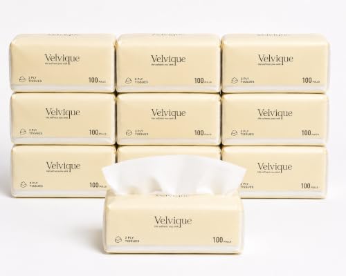 Image of Premium 2-Ply Facial Tissues, 100% Virgin Wood Pulp Pack of 10, 1000 pulls