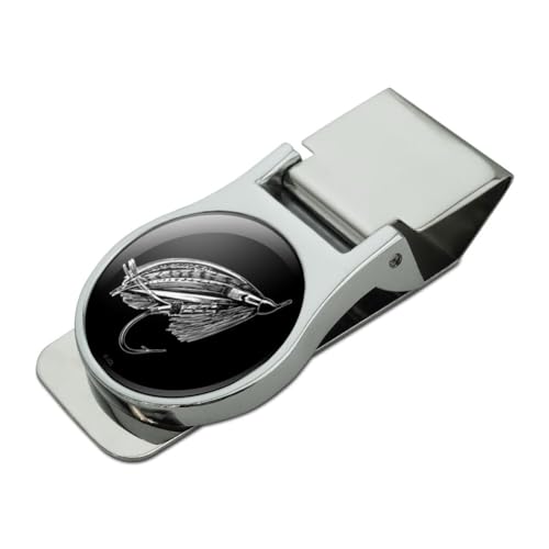 GRAPHICS & MORE FlyFishing Illustration Satin Chrome Plated Metal Money Clip