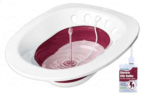 Image of KAITUOZHE Electric Sitz Bath for Toilet Seat - Yoni Steam Seat -Portable Sitz Bath Tub for Hemorrhoids and Postpartum Care - Wide Seat - Deeper Bowl - Red