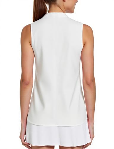 AURUZA Womens Golf Shirt, Sleeveless Polo Shirts for Women V Neck Zip Collar Athletic Workout Tennis Tank Top Summer Outfit3