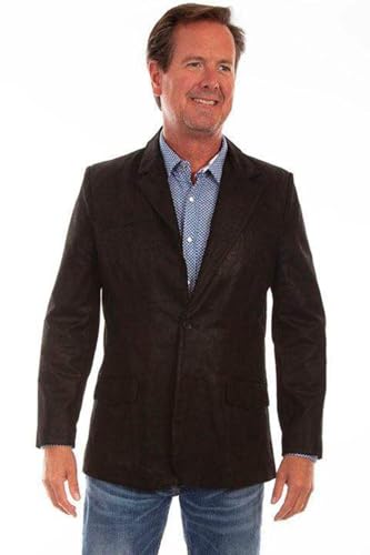 Image of Scully Western Jacket Mens Leather Button Blazer 54 L Black F0 602
