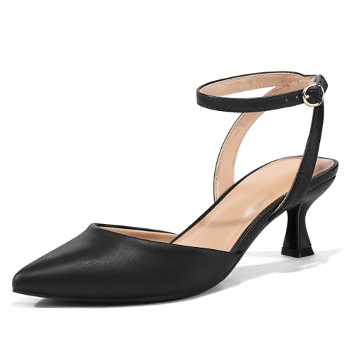 mysoft Women's Pumps Shoes Ankle Strap 2 Inch Kitten Heels Sexy Pointed Toe Wedding Party Dress Sandals