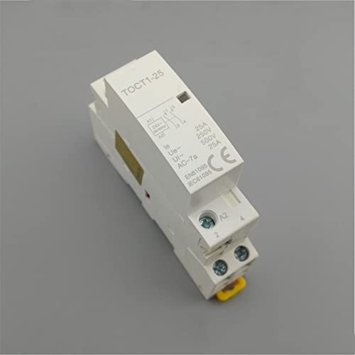AEDVHRYKK Contactor TECT1 2P 25A 24V 50/60 Hz Din Rail Household AC Modular Contactors 2no or 1no 1nc Industrial Electrics Replacement(2no)