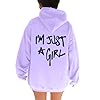 Generisch Letter Print Hoodies Long Sleeve Hoodie with Pockets (Purple, M) #4