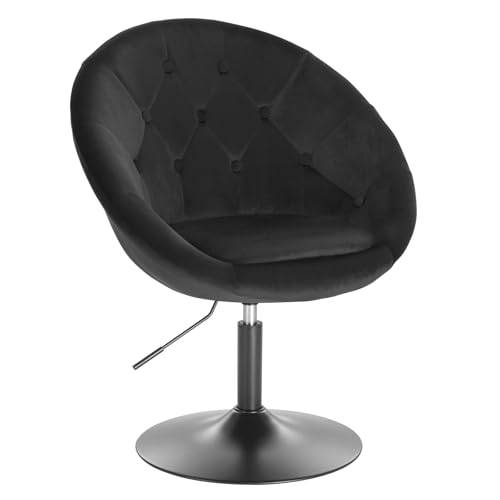 WOLTU 1x Taburete de Bar Acero Cromado Terciopelo Taburete Bajo Silla de Bar Taburete Conferencia Taburete Peluquería Taburete Oficina Negro BH222sz-1