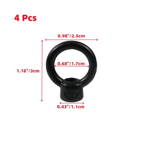 Image of Oedema 4 Pcs M6 Lifting Eye Nut Female Thread 304 Stainless Steel Round Shape Eye Bolt for Home Repairs Rope Fitting