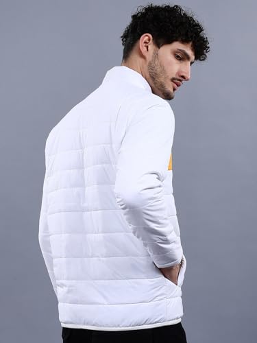 Image of The Indian Garage Co White Regular Fit Colourblocked Puffer Jacket
