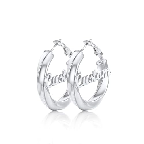 Classic Black/18K Gold Plated/Stainless Steel Hoop Earrings for Women 20mm/30mm/40mm/60mm/80mm Oversized Hypoallergenic Chunky Tube Hoops Rounded Loop Earrings Come with Box 01.Black Cube Tw