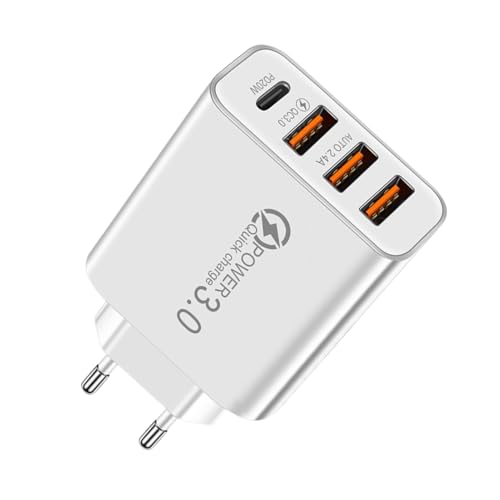 Cargador USB C, cargador rápido USB C con múltiples puertos | Accesorios para teléfono móvil, tableta, familia, oficina en casa, escritorio, portátil, viaje
