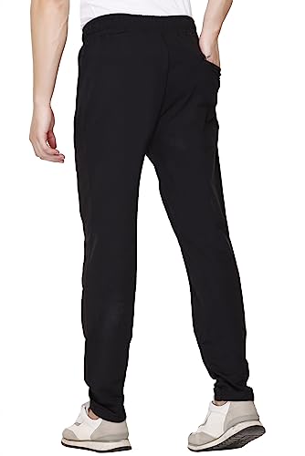 Image of Plus Size Cotton Loop Knit Lowers for Men, Zip Pocket, Night Pant, Joggers, Sports Trousers, Gym n Lounge Wear Track Pant for Boys Black 3XL