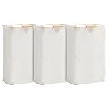 3-Pack 65L Collapsible Laundry Basket with Wooden Handles, Ideal for Tidying Clothes, Blankets and Toys,Laundry Hamper Perfect for Bedroom, Bathroom, and Living Room Organization (Solid Color Set)