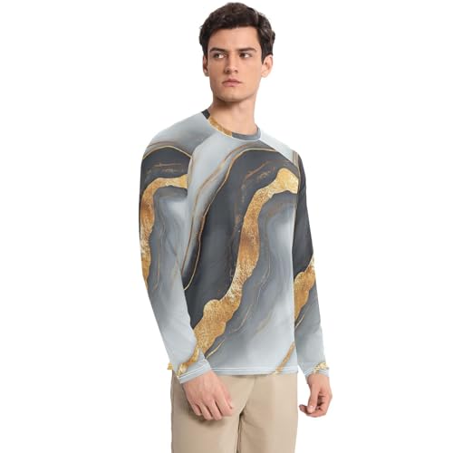Marble Grey Grey Shirts Summer UPF 50+ Elastic Loose UV Sun Protection Long Sleeve Shirts Beach3