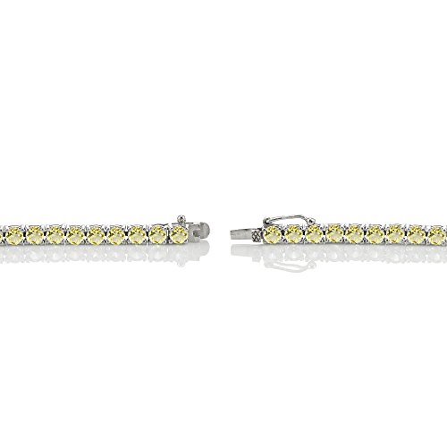 Ice Gems Sterling Silver Citrine 4Mm Round Tennis Bracelet #TOP1
