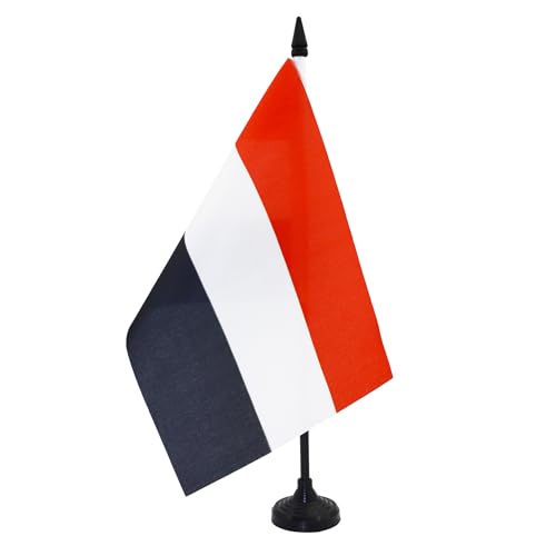 AZ FLAG - Drapeau De Table Yémen 21x14 cm - Petit Drapeau Yéménite De Bureau 100% Polyester Avec Hampe De 25cm Et Socle En Plastique Noir