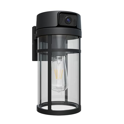 Tiqvi - Außenwandlampe mit Kamera- und Bewegungssensor, Full HD, IP65, E27 -Anpassung, WiFi