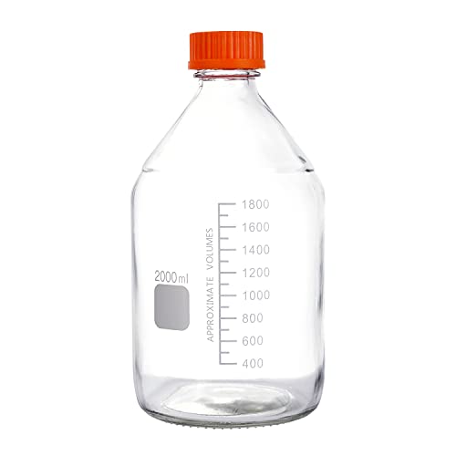 Pastein Glasflasche mit 2000 ml, 2 l, mit Schraubverschluss aus Polypropylen, Orange Cover