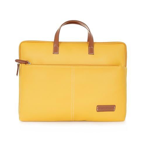 Image of Giordano Unisex 15 Inch Laptop Sleeve PU Bag for Professionals | Premium Leatherette | Water-Resistant & Padded Slim-Fit with Trolley Strap for Men & Women