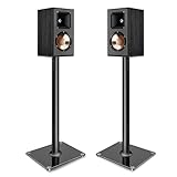 PEGZONE Speaker Stands Pair for Surround Sound,55 LBS Capacity,30.1 inch Floor Bookshlef Speaker Stands,Cable Management,Large Base,1 Pair,Black