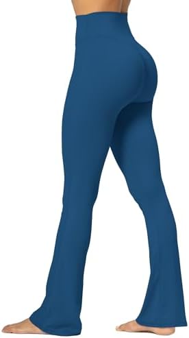 Sunzel No Front Seam Mini Flare Leggings for Women, Invisible Butt Scrunch Flared Yoga Pants with Tummy Control 30" Lyons Blue X-Large