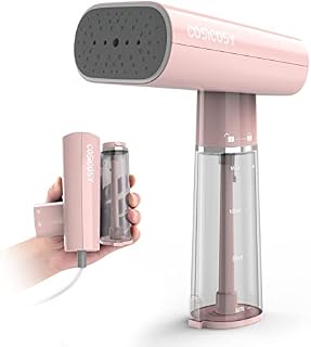 Cosicosy Travel Clothes Steamer, Travel Iron Handheld Garment Steamer Portable Clothes Steamer Wrinkle Remover for Home with Fast 25s Heat-up Detachable Water Tank Pink