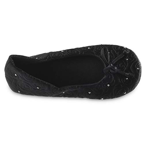 Isotoner Women's Ballerina Slippers with Terry Lined and Rose Quilt Ballet Flat3