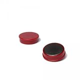 20 x Magnetpin 24x7 mm, Farbe: Rot, Büromagnet für Pinnwand, Whiteboard, Kühlschrank