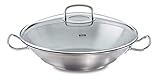 Fissler Wok original-profi collection / Edelstahl Pfanne / Wokpfanne hoch / mit Glasdeckel 35 cm Ø / Induktion, Ceran, Elektro, Gas / 084-826-35-000/0